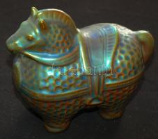 Jelzett Zsolnay eozin mázas porcelán lovacska figura / Zsolnay chinaware horse with eosin cover