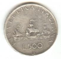 Olaszország 1959R. 500L Ag Kolumbusz hajója T:3 Italy 1959R 500 Lire Ag Columbus´ships C:F