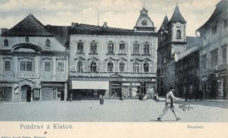 Klatovy main square with the shops of Otto Stekl and H. Benisch