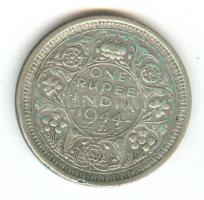 Brit-India 1944. 1R Ag VI.György T:2- British India 1944. 1 Rupee Ag "George VI" C:VF