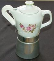 Kávéfőző Hollóházi fedeles porcelán felsőrésszel kiváló állalpotban / Coffee maker with chinaware upper part