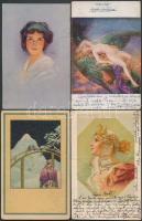 280 db érdekes régi motívumlap közte állatok, vadászat, repülés, sport, szignós művészlapok, lithok,...