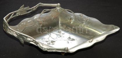 Szecessziós díszítésű füles alpakka gyümölcsös tálka /
Decorative alpacca fruit bowl 30x20 cm