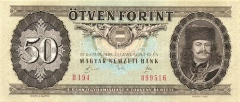 1989. 50Ft (2x) egymás utáni sorszámmal T:I-