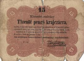 1849. 15Kr + 30Kr (2x) Kincstári utalvány T:III,IV