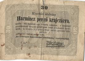 1849. 15Kr + 30Kr (2x) "Kincstári utalvány T:III,IV