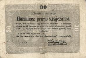1849. 15Kr + 30Kr (2x) "Kincstári utalvány T:III,IV