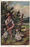 Gooseherd, little boy with goose (EK)