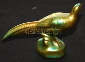 Zsolnay eozin mázas fácán szobrocska pajzspecséttel /
Zsolnay chinaware pheasant with eosin cover 8c...