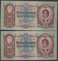 1932. 50P (2x) egymásutáni sorszámmal T:II+(hajtatlan)