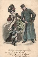 Christmas cards, military, the soldier, the lady and the angel (EK)