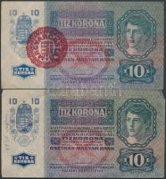 1904. 10K T:IV + 1915. 10K (3x) román, magyar felülbélyegzéssel és fb. nélkül T:II-