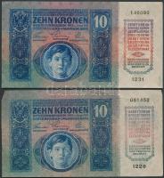 1904. 10K T:IV + 1915. 10K (3x) román, magyar felülbélyegzéssel és fb. nélkül T:II-