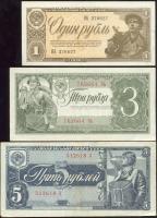 Szovjetunió 1938. 1R + 3R + 5R T:II,II- Soviet Union 1938. 1 Ruble + 3 Rubles + 5 Rubles C:XF,VF