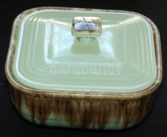 Art deco fajansz doboz, szép állapotban, 17x17x8 cm