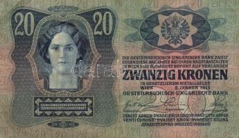 1913. 20K (2x) főtípus/II.kiadás "Deutschösterreich" felülnyomással + 1920. 1K + 2K + 1923...