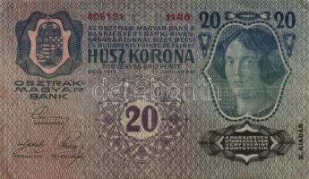 1913. 20K (2x) főtípus/II.kiadás "Deutschösterreich" felülnyomással + 1920. 1K + 2K + 1923...