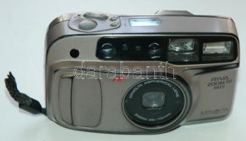 Minolta Riva Zoom 70 típusú elemes analóg fényképezőgép táskával /
Analog photo camera