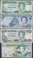 Bahama-szigetek 1974 (1984). 1/2$ + 1$ + Kelet-Karibi Államok/St.Kitts 2000. (DN) 5$ + Kajmán-szigetek 2006. 1$ T:II,II- Bahamas 1974 (1984). 1/2 Dollar + 1 Dollar + East Caribbean States/St.Kitts 2000. (ND) 5 Dollars + Cayman Islands 2006. 1 Dollar C:XF,VF