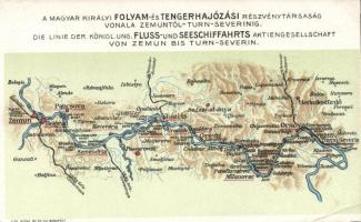 Hungarian river and sea shipping company, map (EK)