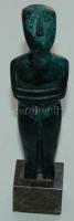 Kükladikus idol bronz szobrocska márvány talapzaton / Bronze Kykladic idol 18cm