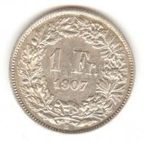 Svájc 1907. 1Fr Ag T:2 Switzerland 1907. 1 Franc Ag C:XF