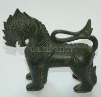 cca 1920 Kozmikus oroszlán szimbólum szobrocska Indiából / Cosmic lion statue from India 11cm