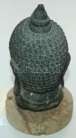 cca 1920 Buddha fej szürke homokkőből talapzaton Indiából /
Head of Buddha from India, gray sandston...