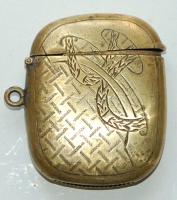 cca 1930 Gyufás szelence `Herkulesfürdő` gravírozással 5x4cm