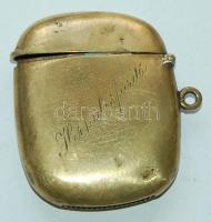 cca 1930 Gyufás szelence `Herkulesfürdő` gravírozással 5x4cm