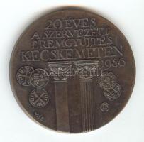 Lapis András (1942-) 1986. "MÉE 20 éves a szervezett éremgyűjtés Kecskeméten / Nemes Marcell Műgyűjtő" Br emlékérem (42mm) T:2