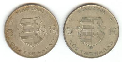 1947. 5Ft Ag "Kossuth" (2x) T:3