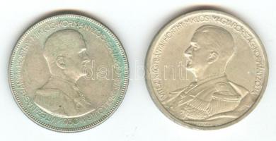 1930. 5P Ag "Horthy jobbra" T:2- + 1939. 5P Ag "Horthy - balra" T:2-/2