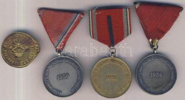 1960-70-es évek "Önkéntes tűzoltói szolgálatért" kitüntetés 10 éves (2x), 20 éves" sz...