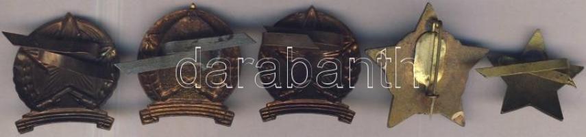 ~1960-as évek Munkásőr sapkajelvények (4db) és kitüntetés T:2