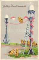 Easter, acrobat chicken litho