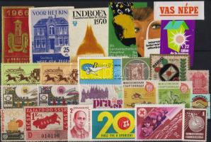 25 db magyar és külföldi levélzáró, segélybélyeg