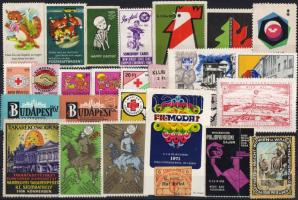 25 db magyar és külföldi levélzáró, segélybélyeg