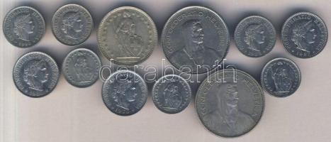 Svájc 12db-os fémpénz tétel, közte 1958. 2Fr Ag T:2
Switzerland 12 mixed coins, all value 14,4 Franc...