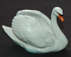 Kézzel festett sorszámozott jelzett porcelán hattyú figura / Handpainted numbered chinaware swan figure 8x12cm