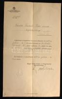 1927 Hajóskapitányi kinevezés a Magyar Királyi Folyam- és Tengerhajózási Részvénytársaság által