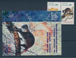 Kind of monkey pair + stampbooklet, Majomfélék pár + bélyegfüzet, Kuskuse Paar + Markenheftchen