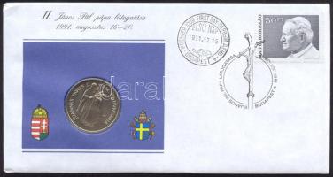 1991. "János Pál pápa" 100Ft, az első magyar érmés boríték-FDC T:BU