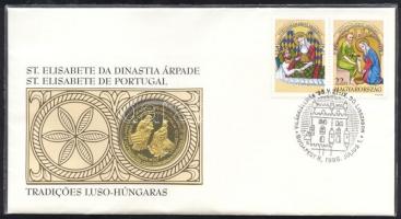 1998. Lisszaboni Világkiállítás / Carolina gőzhajó aranyozott emlékérem bélyeges-érmés borítékon, számozott T:PP csak 500db!