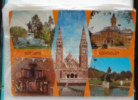 50 db főleg modern városképes lap Szeged városáról, egy modern, 100 férőhelyes képeslap albumban, né...