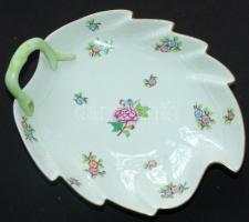 Kézzel festett Eton-mintás levélformájú jelzett Herendi porcelán tál / Handpainted Herendi chinaware bowl 24x20cm