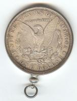 Amerikai Egyesült Államok 1896. 1$ Ag "Morgan" medál foglalatban T:2- USA 1896. Morgan Dollar Ag in frame C:VF