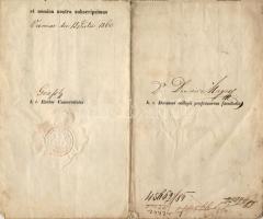 1860 Bécsi egyetemi index okmánybélyegekkel