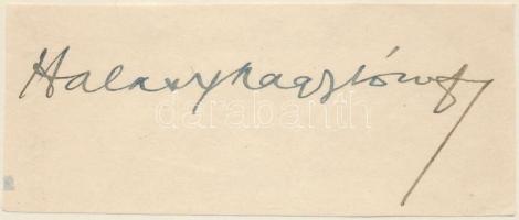 Halasy Nagy József műfordító, filozófus aláírása kártyán