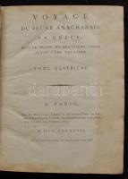 Jean-Jaqcues Barthélemy: Voayage du jeune Anacharsis en Grece, vol. 4. Paris, 1788, De Bure. Kicsit ...